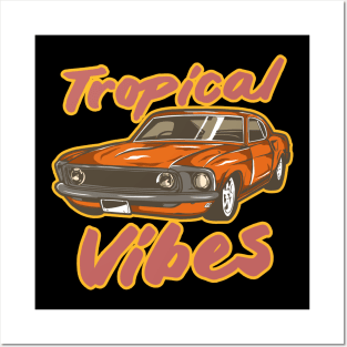 Tropical Vibes Vintage Car Artwork Posters and Art